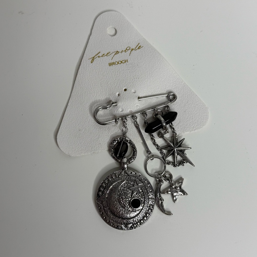 Free People Dangle Pin Silver Moon Charms NWT - Picture 2 of 4